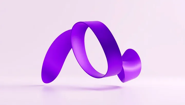 Two smooth purple ribbons curving in step with one another